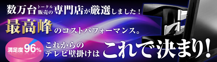 最高峰のコストパフォーマンス。満足度96% これからのテレビ壁掛けはこれで決まり!